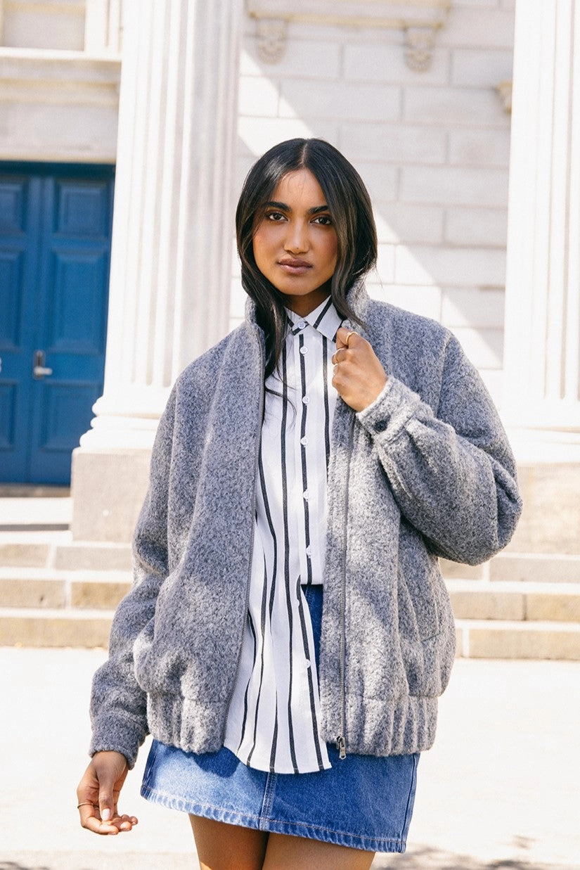 Flexible Fit Wear All About Eve Tahlea Bomber Jacket Grey Marle