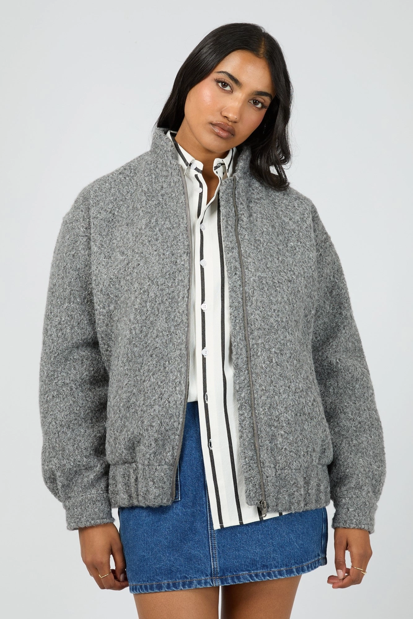 Modern Layers All About Eve Tahlea Bomber Jacket Grey Marle