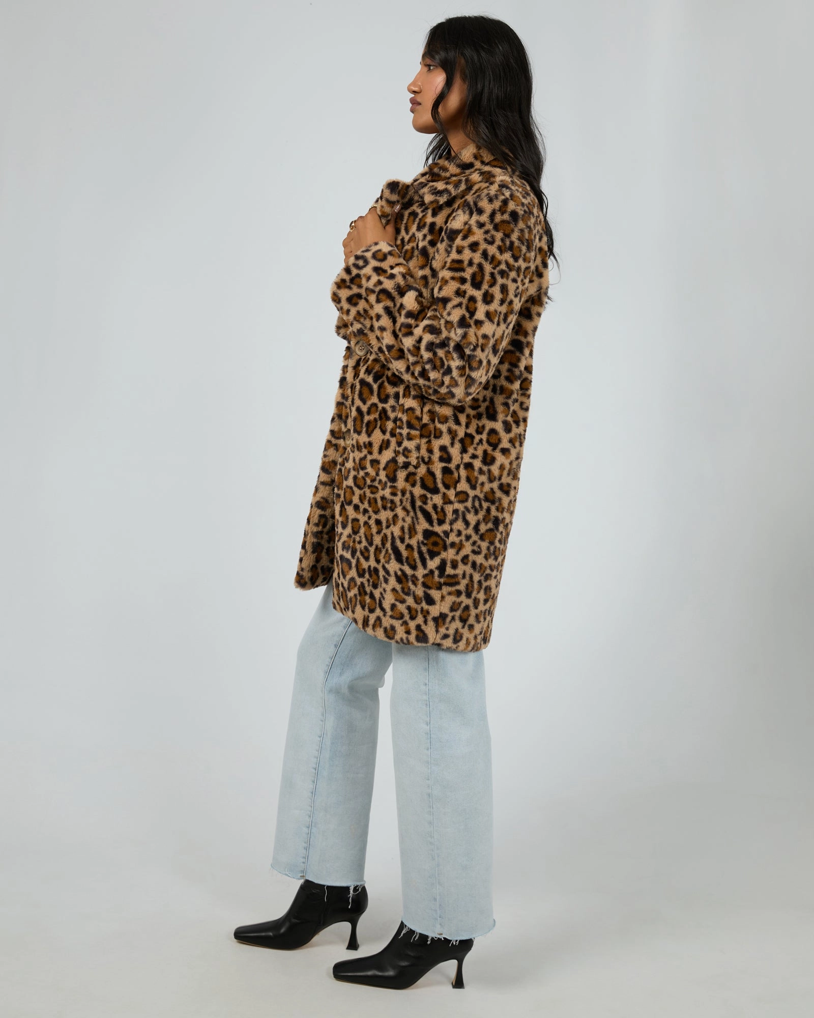 All About Eve Tilli Leopard Jacket Print Snap Button Relaxed Fit Silhouette