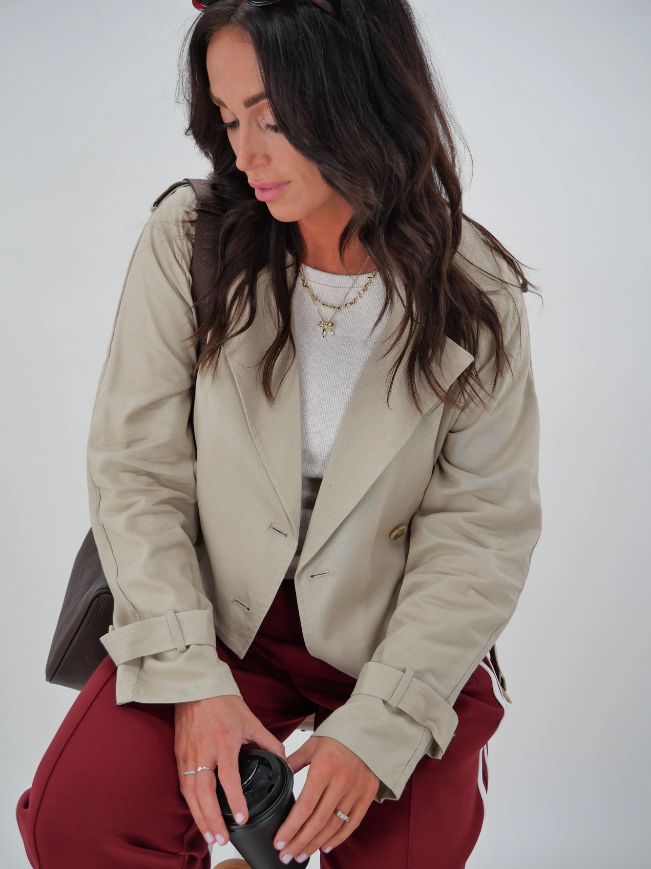 All About Eve Toledo Crop Trench Bone Mild Weather Transitional Look