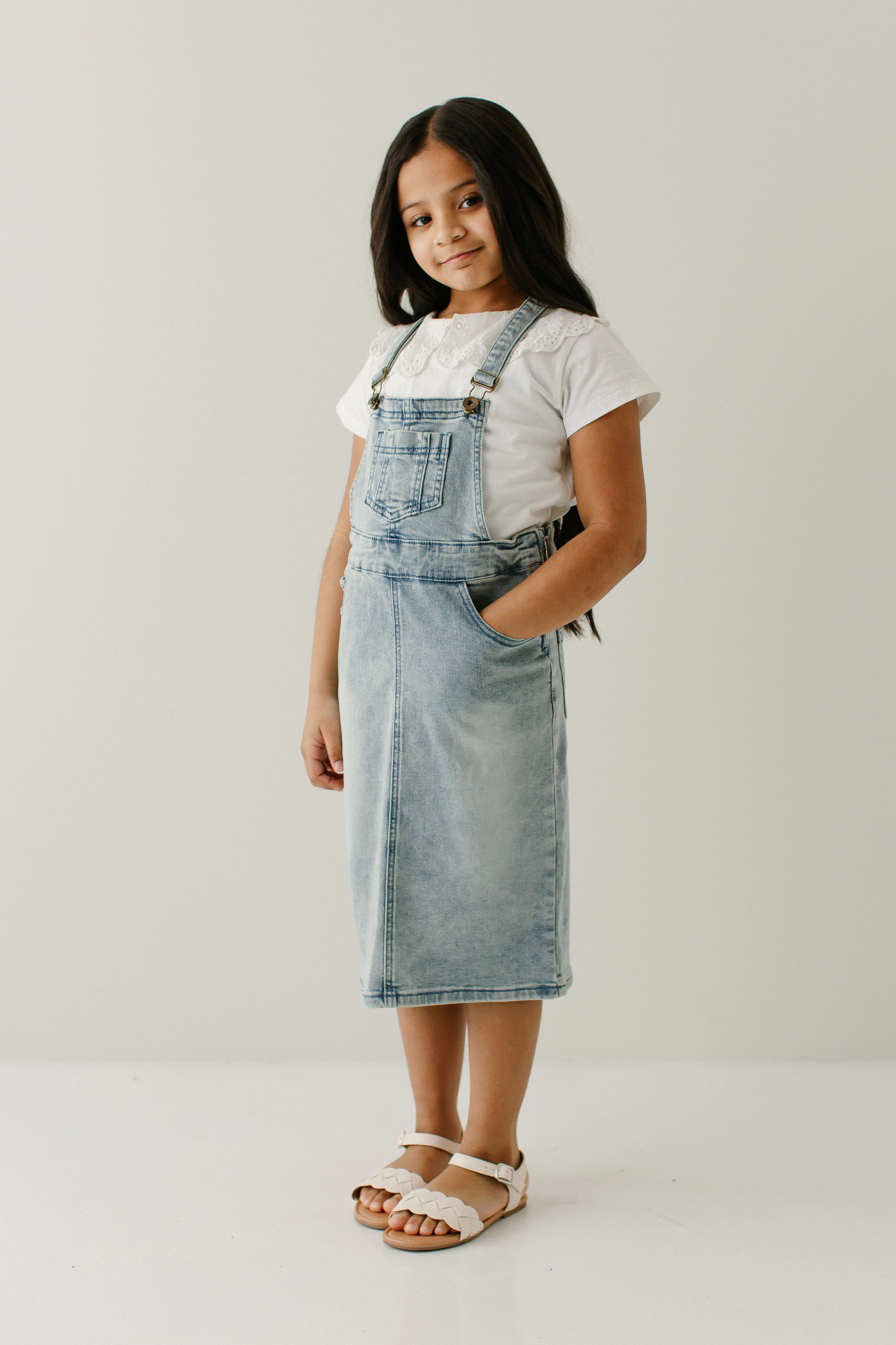 'Emerson' Girl Light Denim Skirt Overalls Plus size option