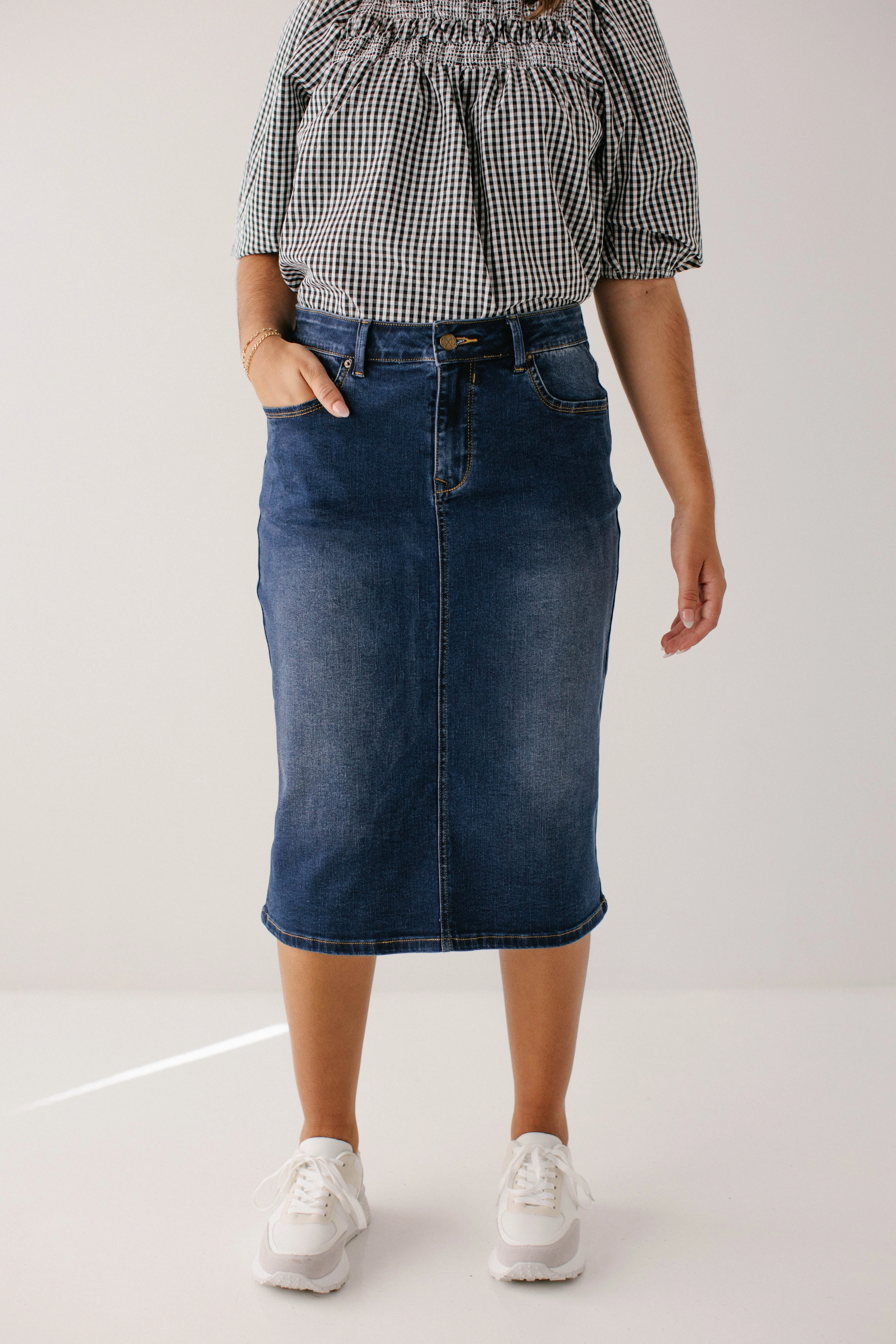 Refined Finish Sophisticated Mood 'Wren' Classic Denim Skirt