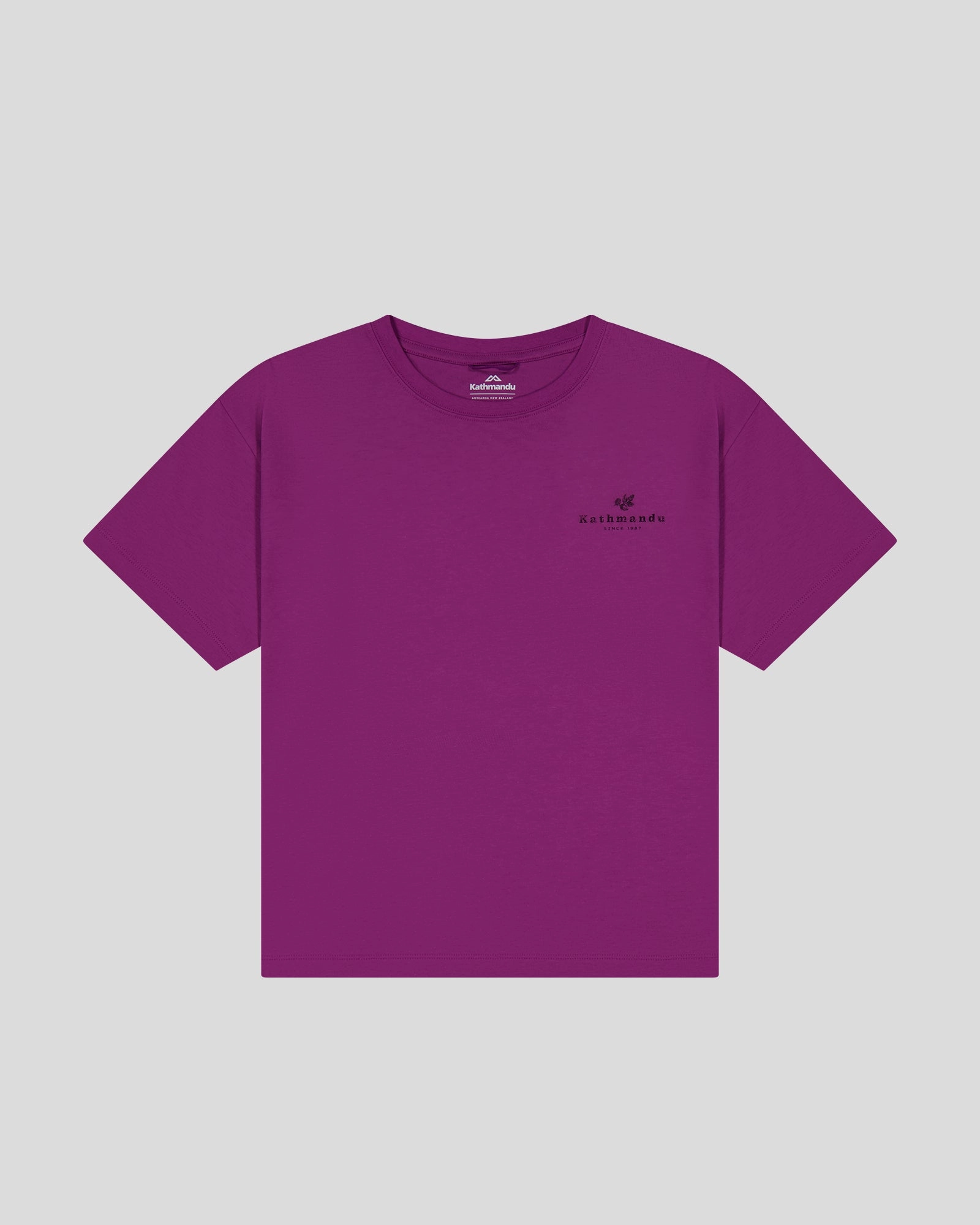 Adjustable Cuff Women??s Trail Treasure Organic Cotton T-Shirt - Washed Berry