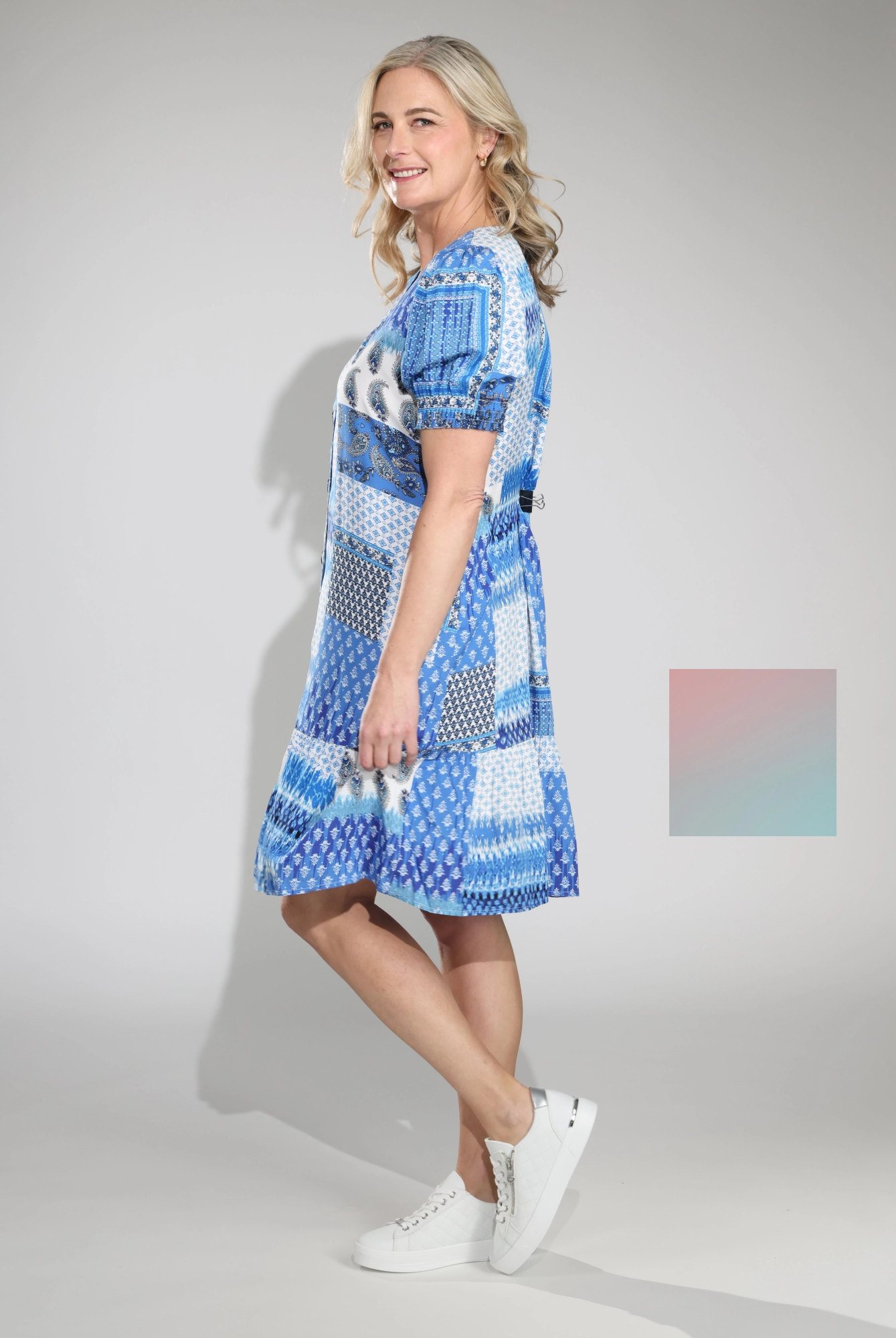 Dress | BLUES PATCHWORK | 3344C1 Fresh Look Comfortable fit for outings