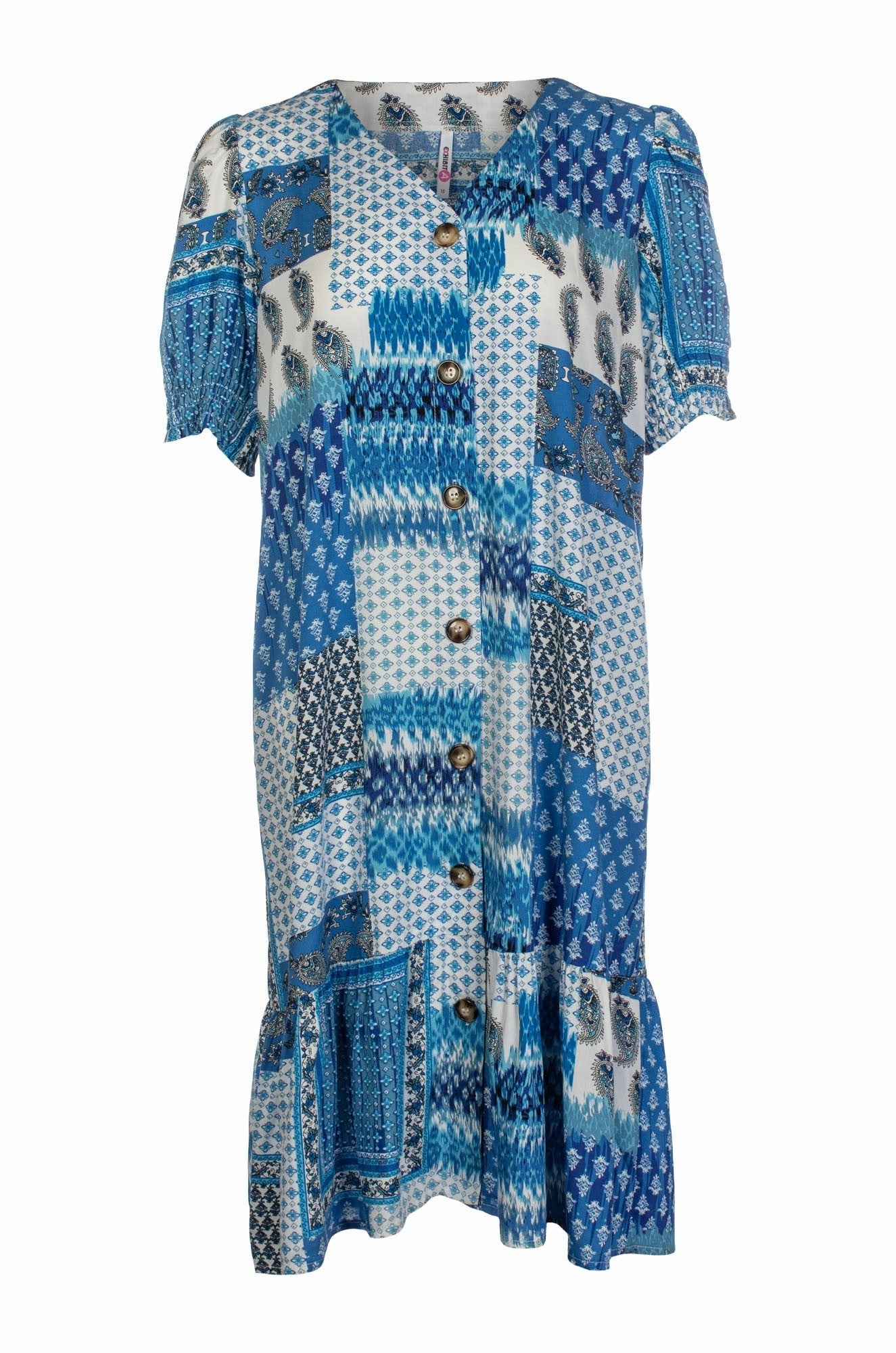 Dress | BLUES PATCHWORK | 3344C1 Geometric-pattern