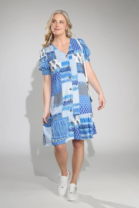 Charming Fit Versatile sundress Dress | BLUES PATCHWORK | 3344C1