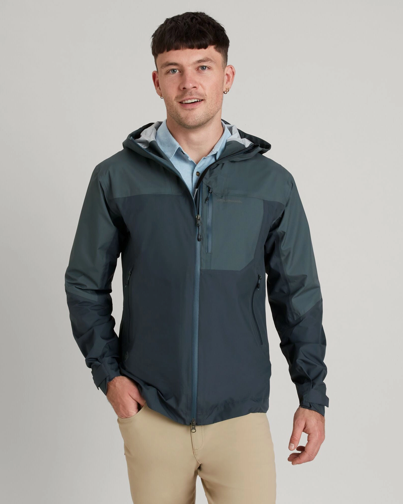 Tear Resistant Refined Casual Men's STORM-Chaser 3-layer Rain Jacket - Night/Light Night