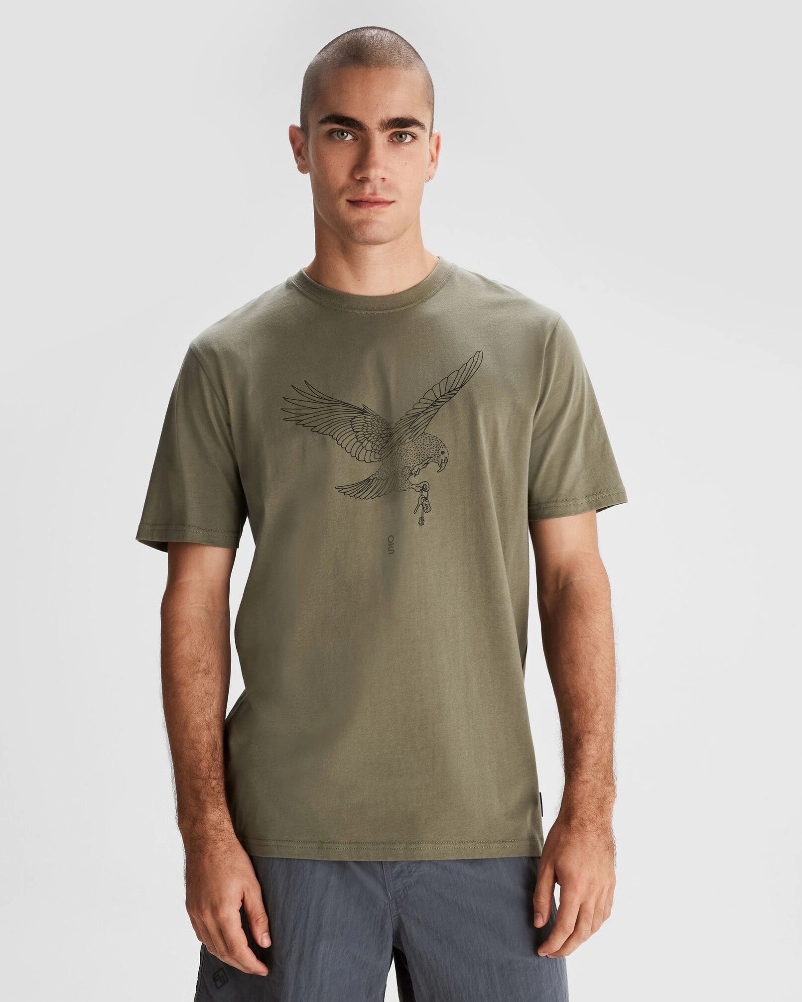 BondedEdges High Neckline Structure Men's O.Smither Kea Organic Cotton T-shirt - Beech