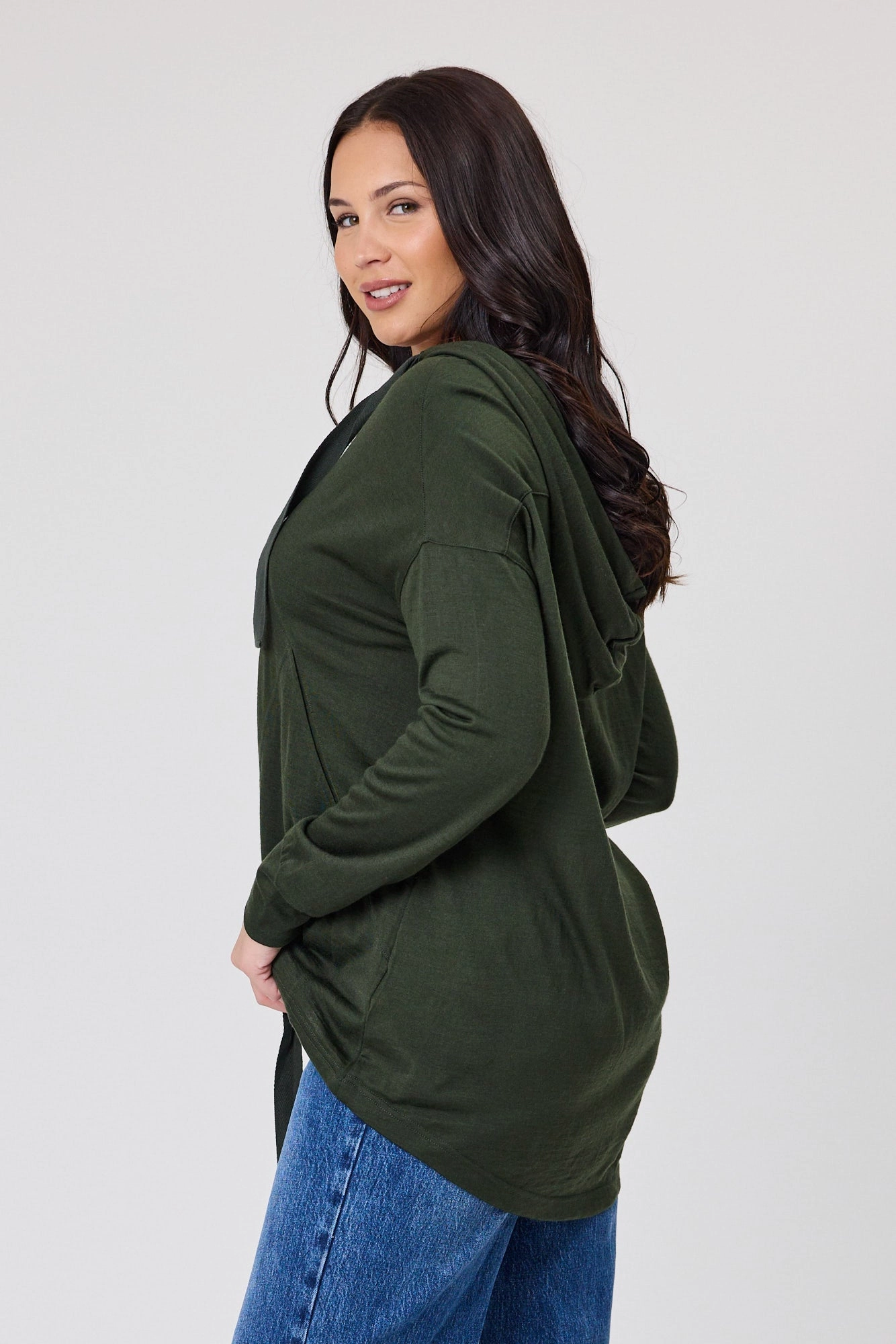 Warm Layer Option Alpine by Shine On Brooks Zip Front Hoodie Olive