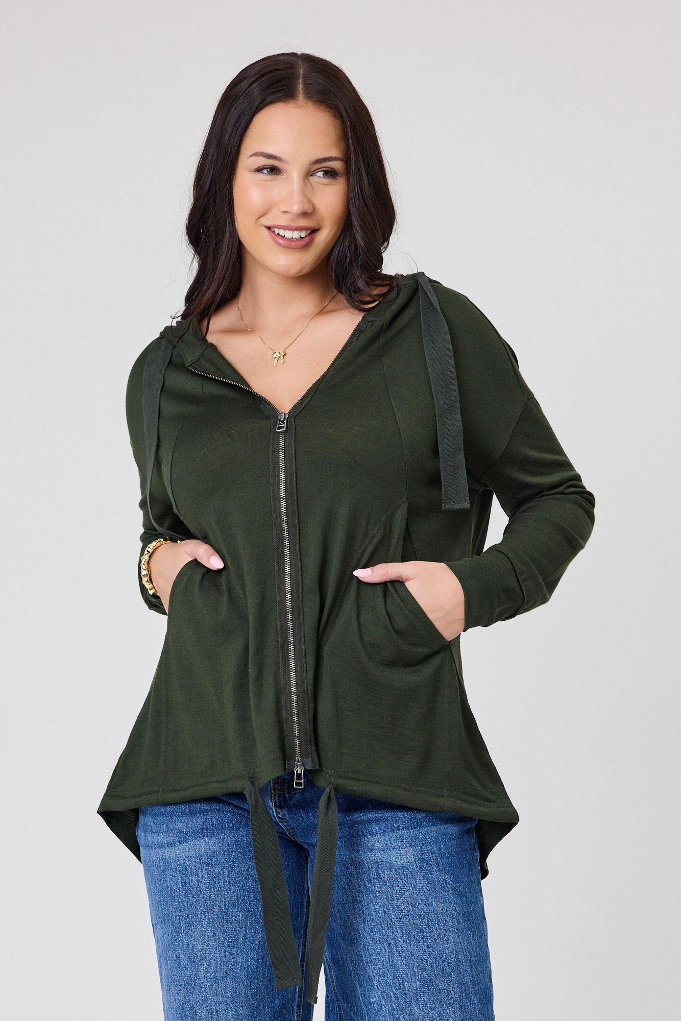 Lightweight Windbreaker Tech Alpine by Shine On Brooks Zip Front Hoodie Olive