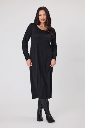 Alpine by Shine On Riviera Merino Cocoon Dress Black Everyday Comfort Must Have