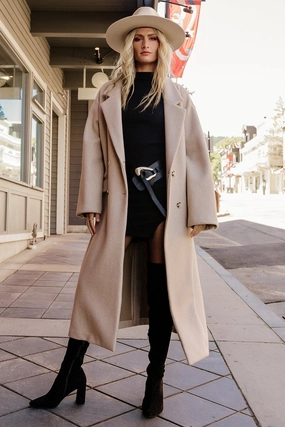 Double Layered Collar Anderson Double Breasted Coat | Natural