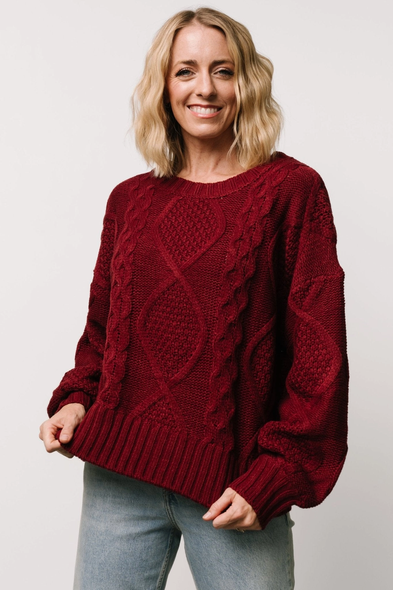 Light Fit Design Breathable Comfort Anthony Knit Sweater | Wine