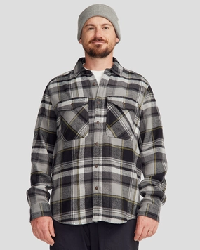 Men's Huntly Long Sleeve Shirt - Hut Plaid Steel Grey Eco friendly materials