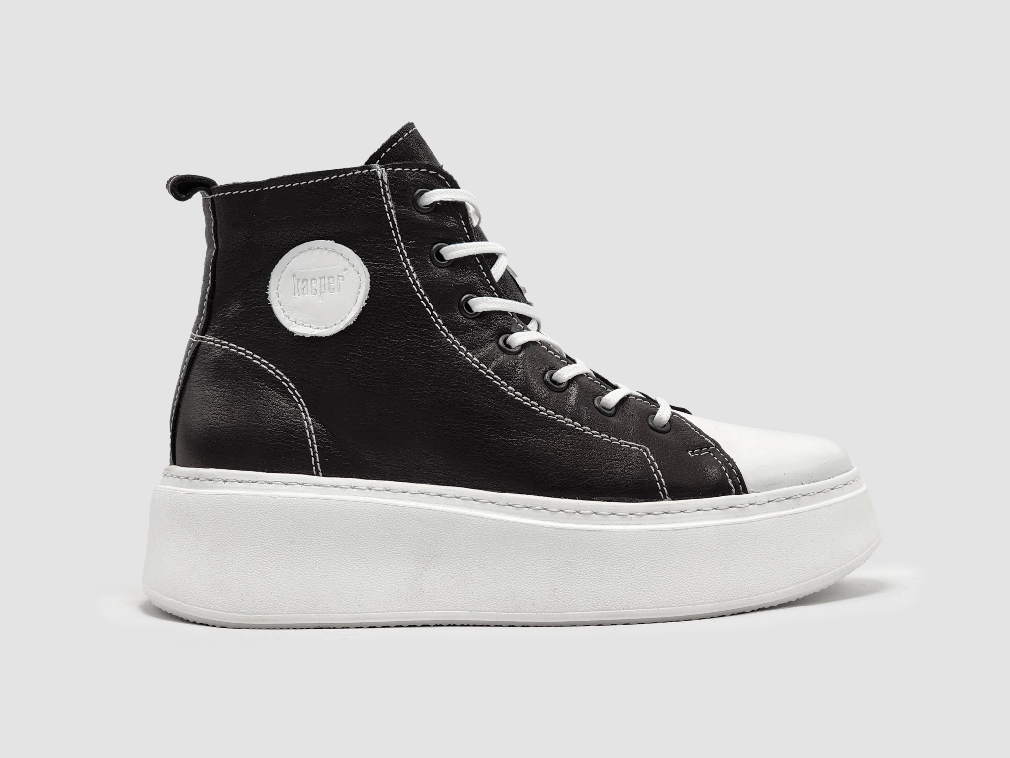 Trail Strength Women's Tall Insulated Zip-Up Leather Sneakers - Black