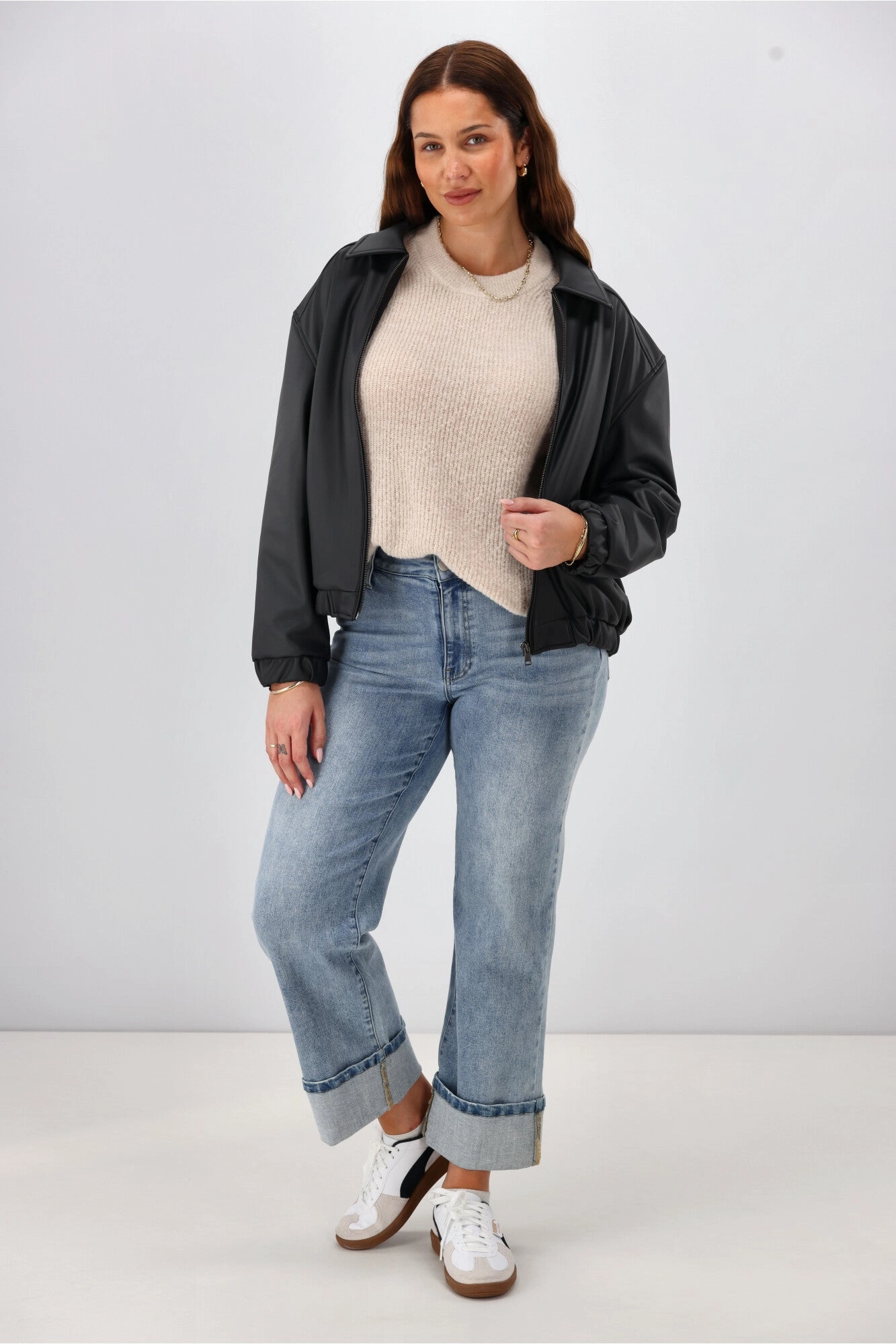 Thermal Lining Shine On Label Aidia Pleather Jacket Black