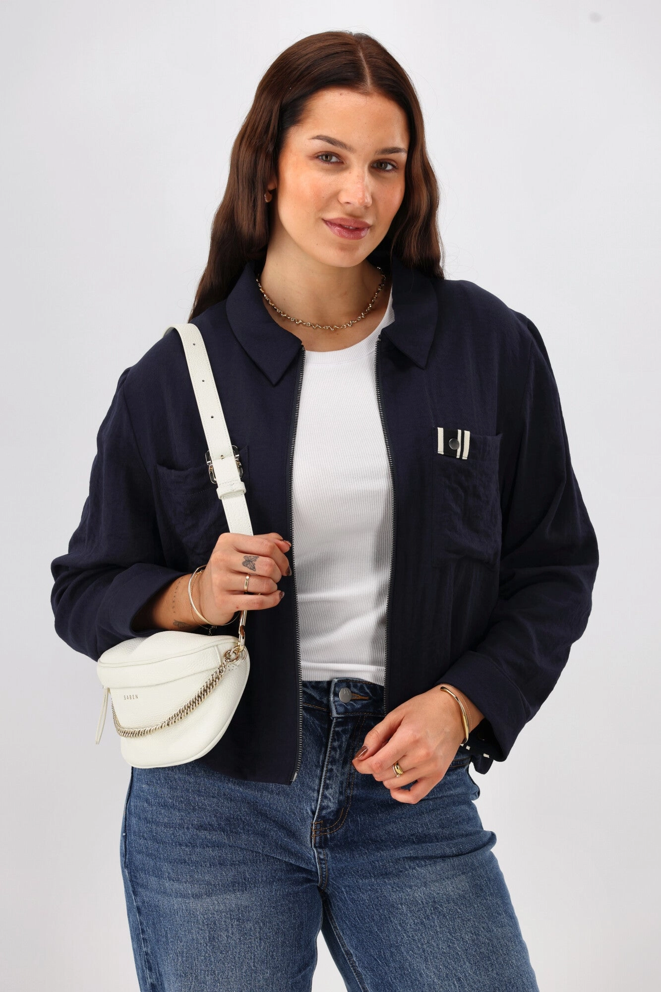 Shine On Label Lulu Zip Collared Jacket Midnight Rugged Outdoor Optimized