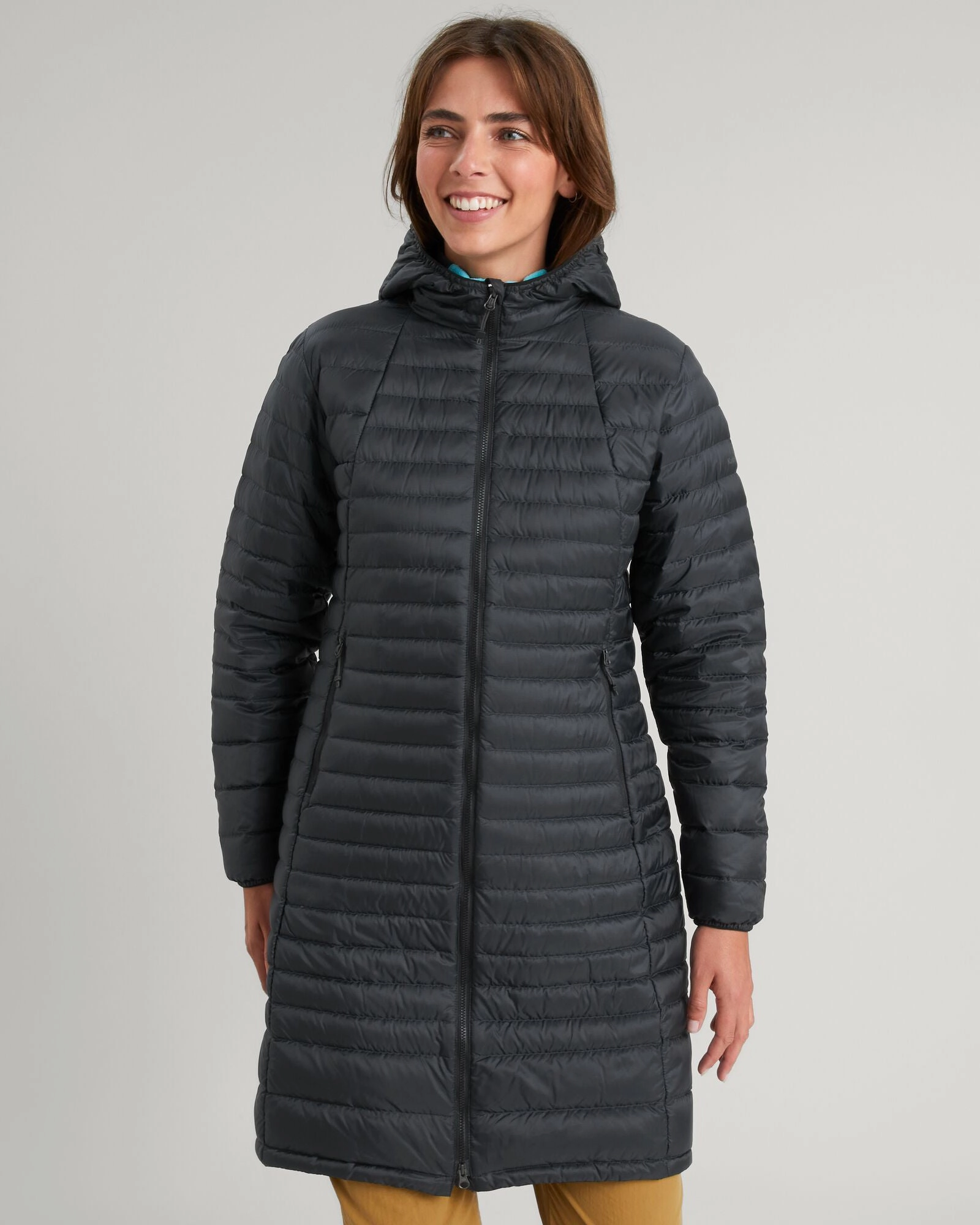 Clean Minimal Look Quilted Interior Women's Heli R Down Parka Jacket - Black Stingray