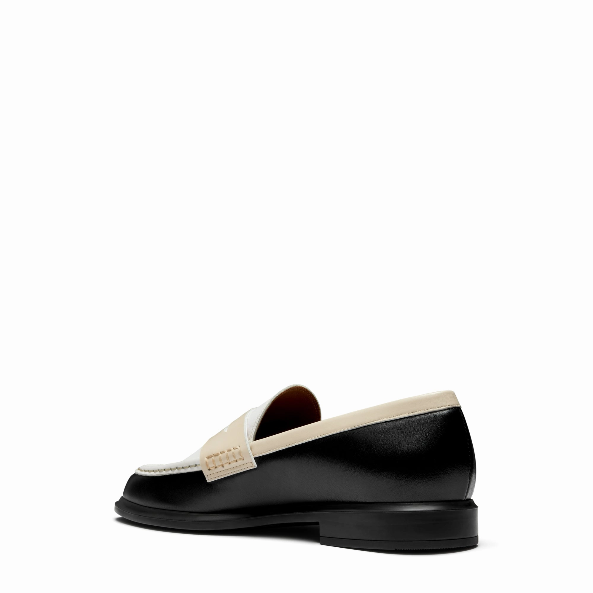 Wind Safe Vend?me Blandine black, white and cream calfskin leather loafers