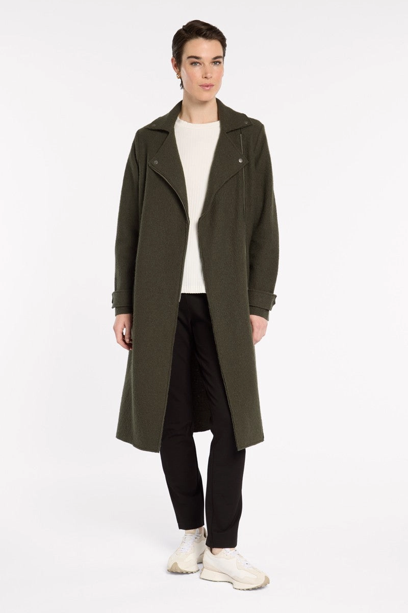 Relaxed Fit Silhouette Marco Polo - YTMP3624 Boiled Wool Moto Coat