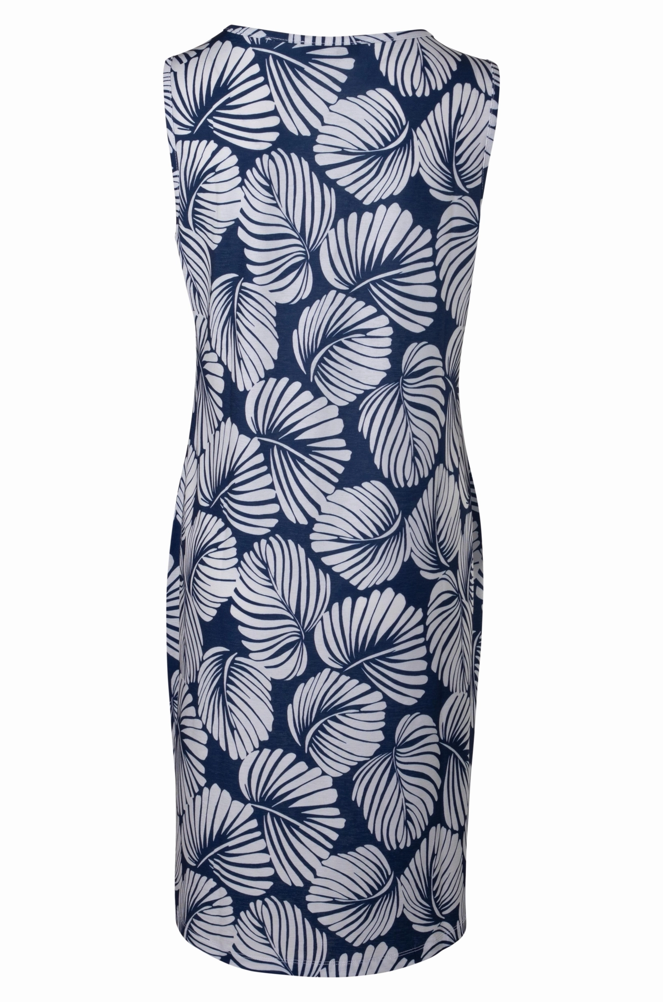 Fine Slinky Dress | BLUE WHITE PALM | 7434A1 Graduation-Event wrap waist