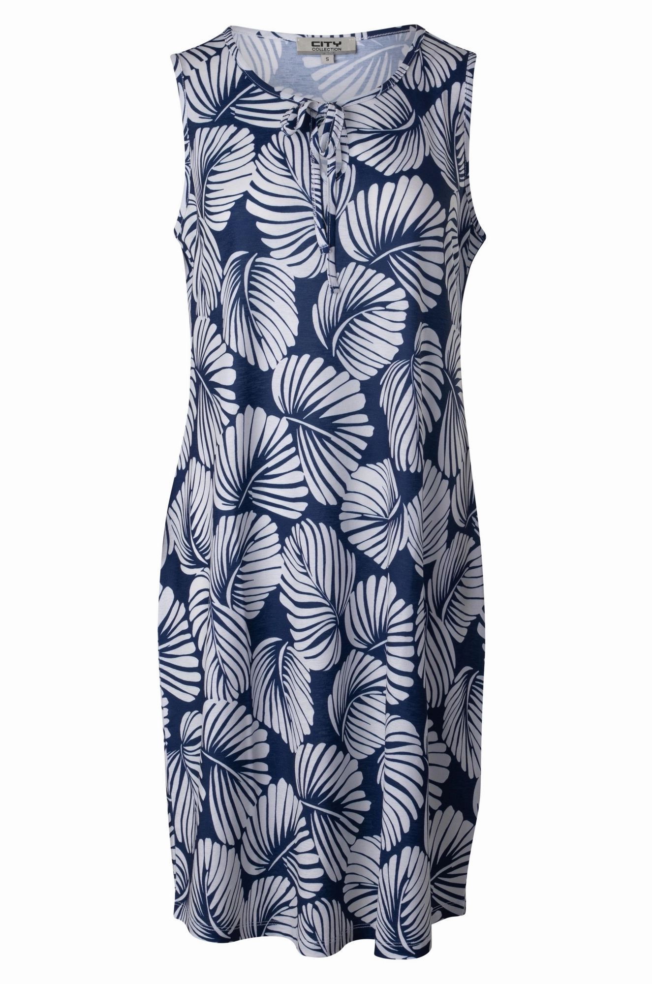 Fine Slinky Dress | BLUE WHITE PALM | 7434A1 Breathable Design