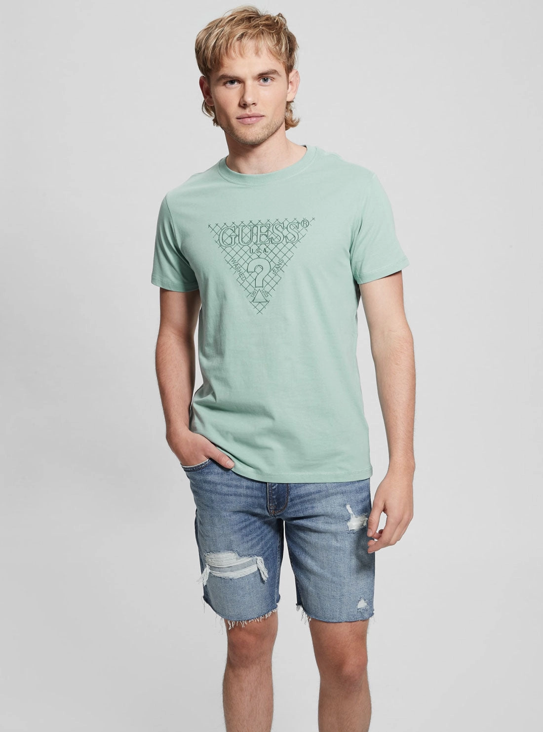 Eco Green Triangle Embroidered T-Shirt Quick Dry Performance Eco Friendly Material