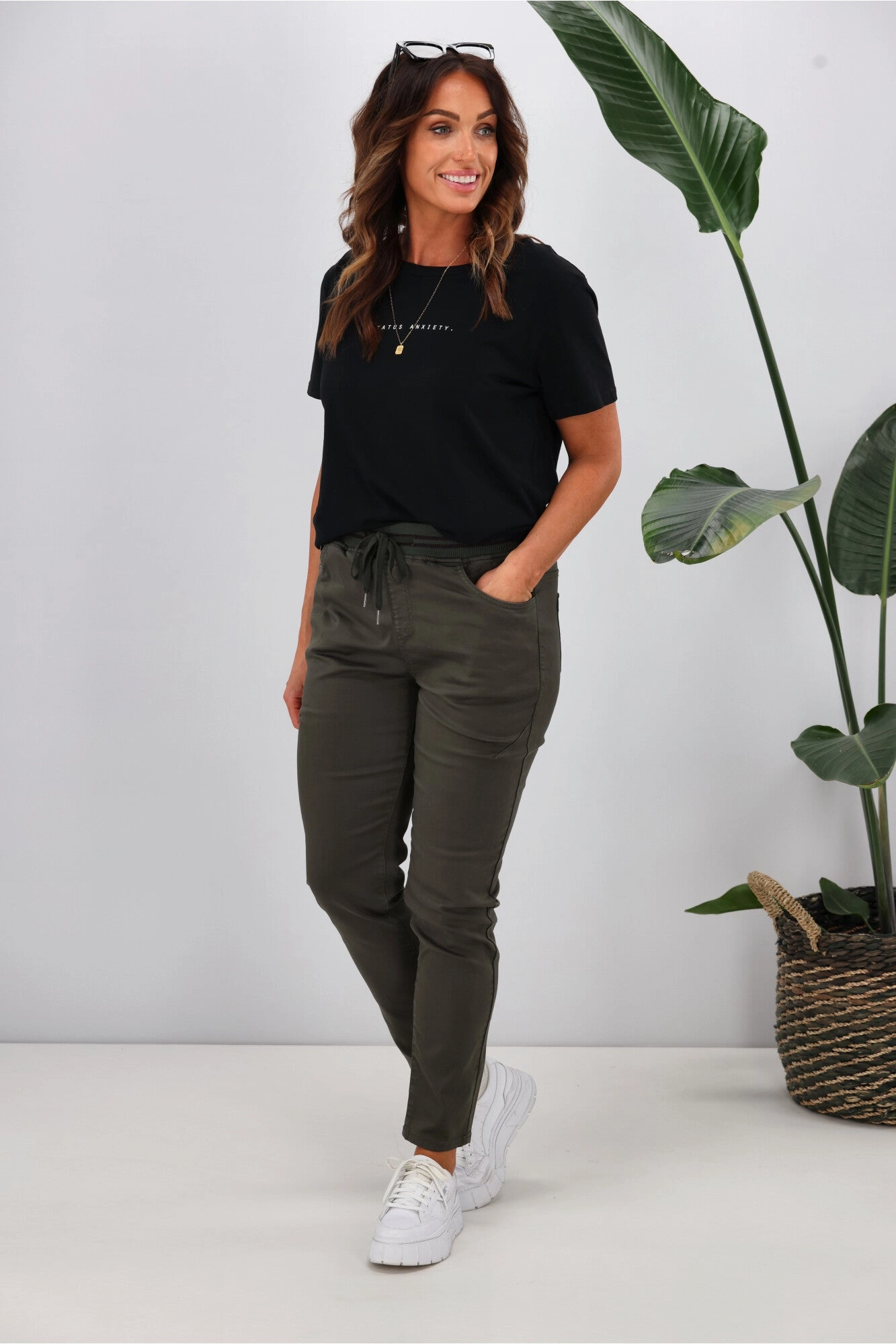 Foxwood Sylvia Jogger Dark Khaki Active Lifestyle Dance Practice For Teens Compression Support