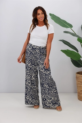 Shape Retain Outdoor Lover Functional Design Fria Leigh Wide Leg Pant Monochrome Print