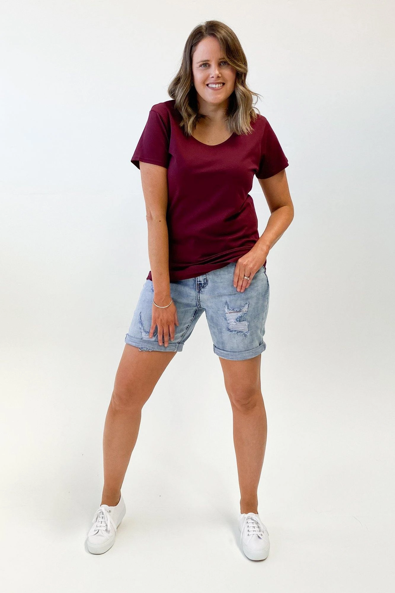 AS Colour Mali Tee Burgundy mix and match Anti Pilling Finish