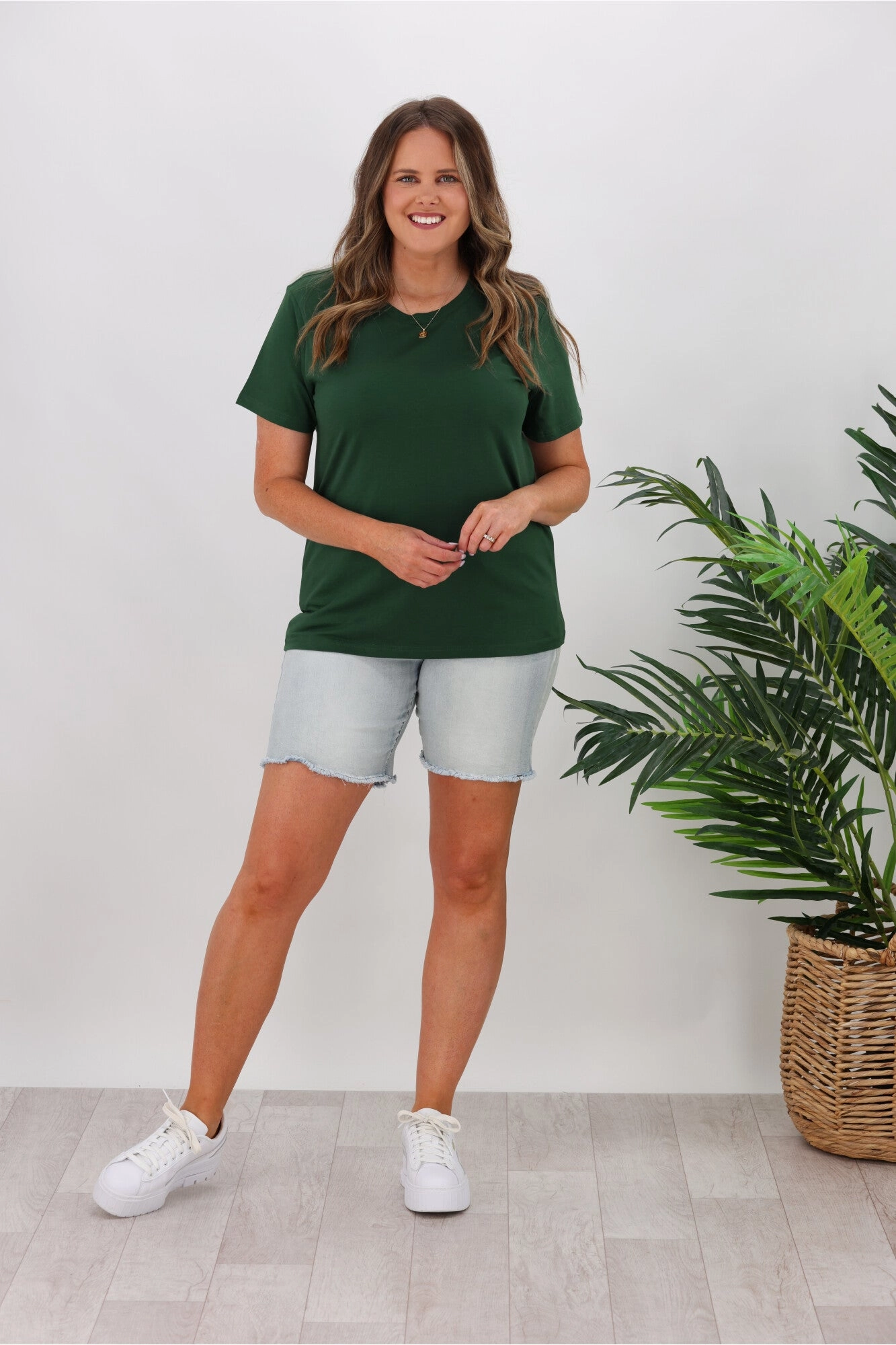 Trendy Layering Pocket Design As Colour Maple Tee Forest Green
