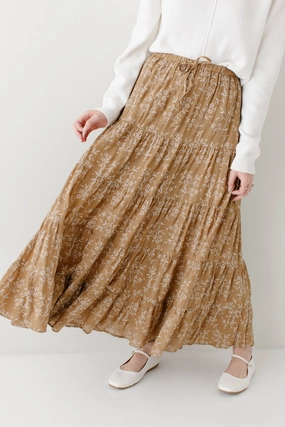 'Canaan' Floral Print Tiered Maxi Skirt Bold Mood