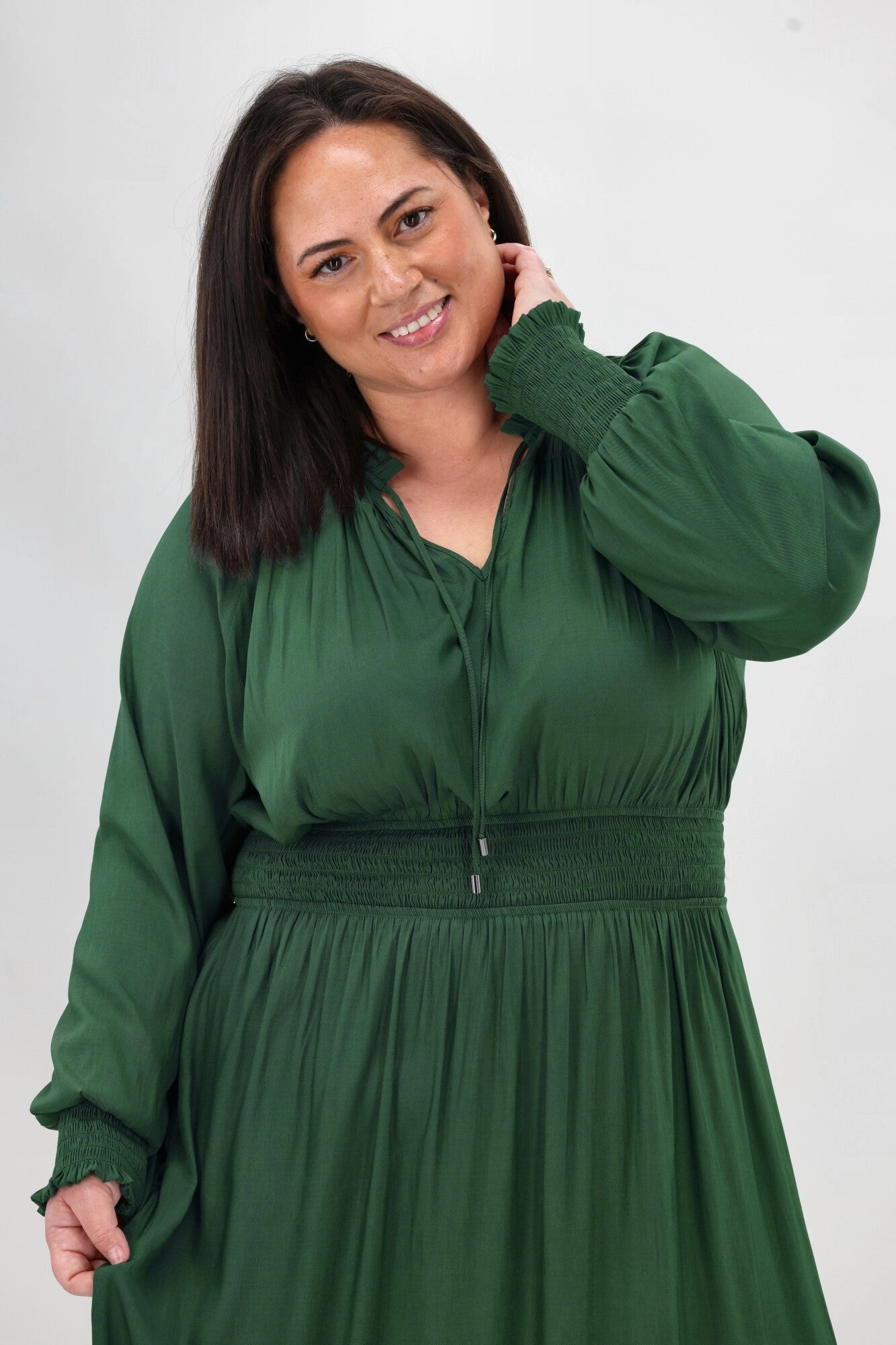 Sleek And Stylish Gloss The Label Mel Shirred Waistband Dress Green