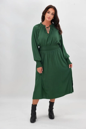 Street Mood Playful touch Gloss The Label Mel Shirred Waistband Dress Green