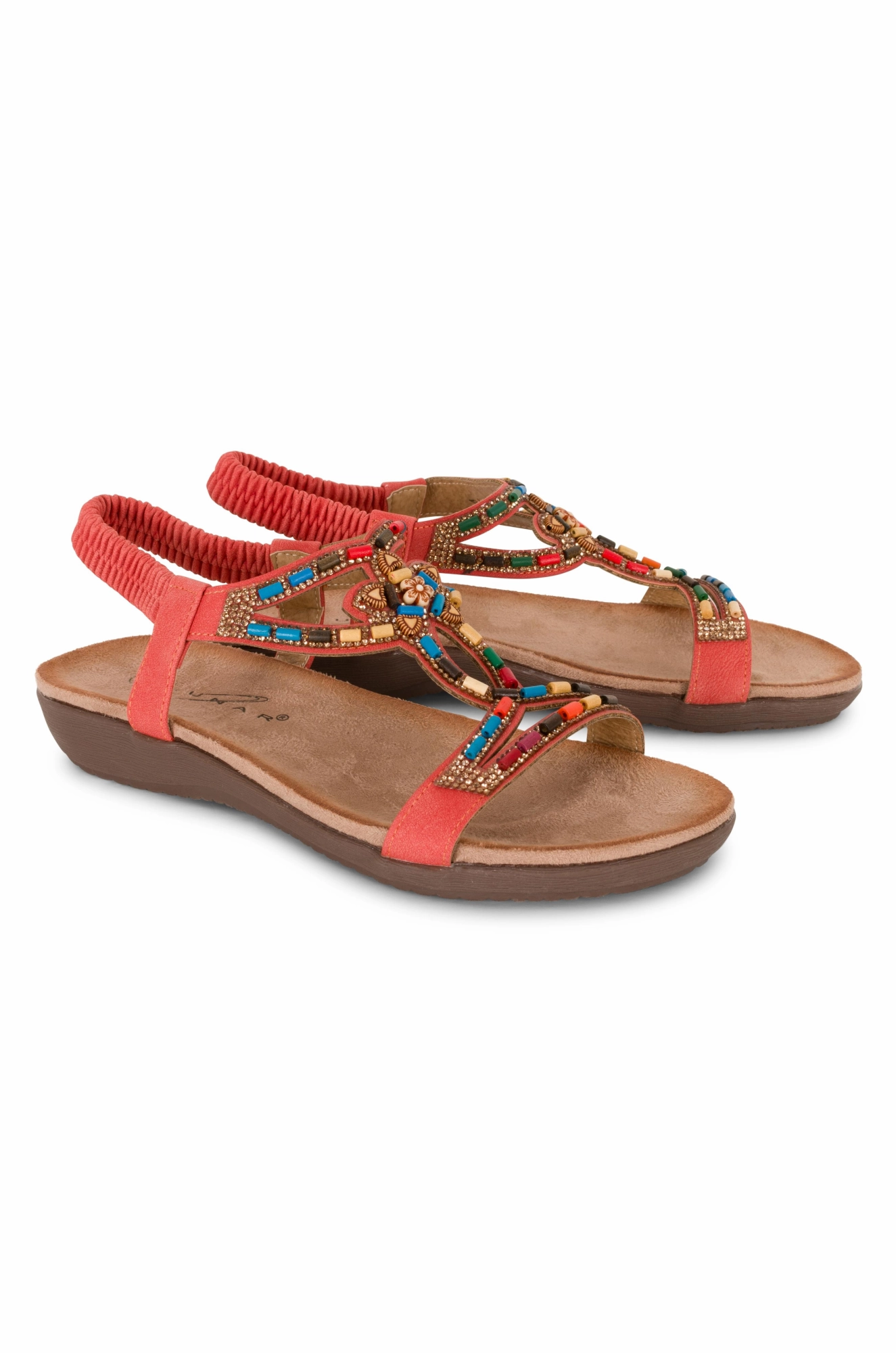 Bead & Diamante Sandal | ORANGE | MARIELLA AB hypoallergenic material