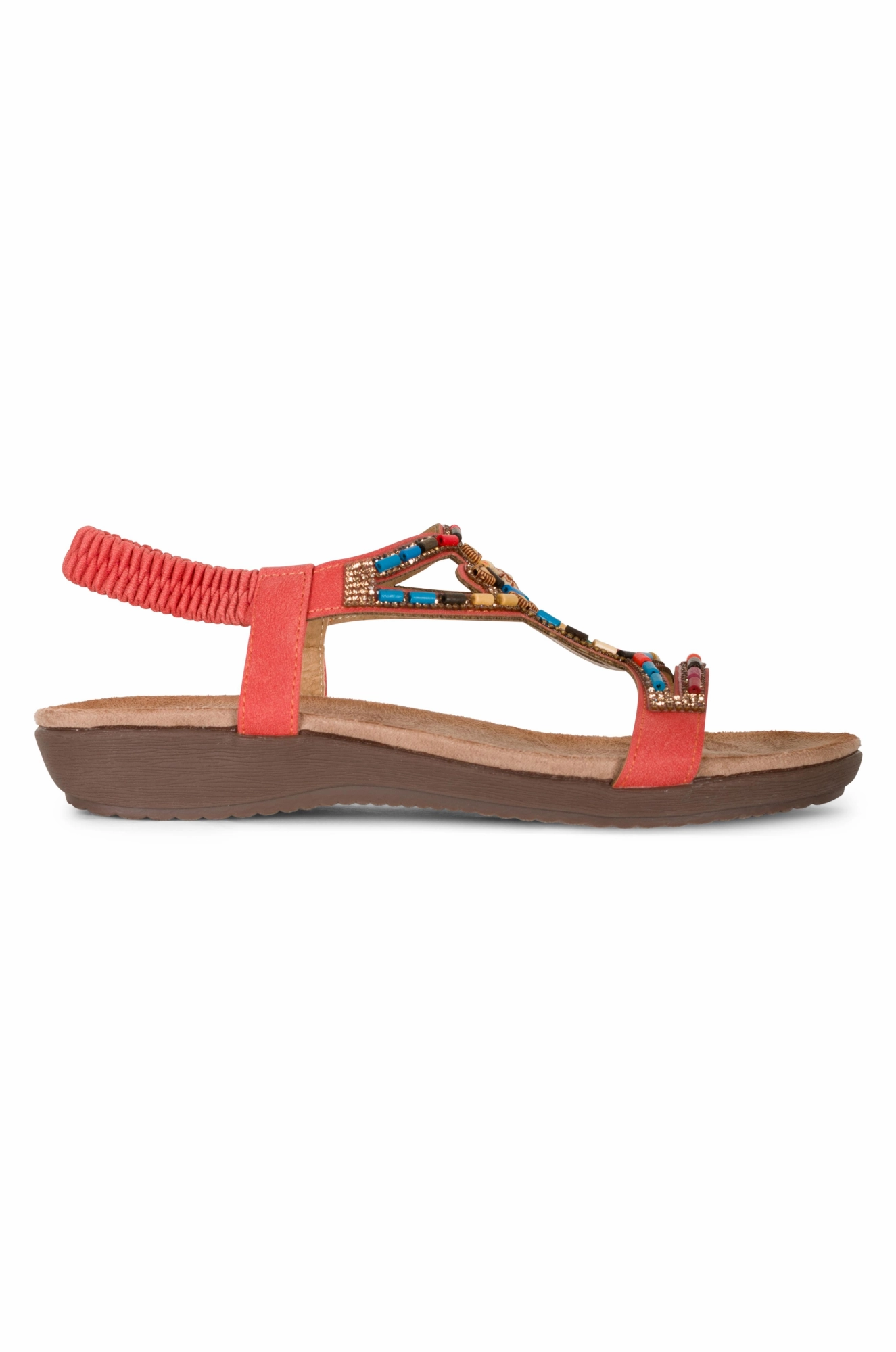 Bead & Diamante Sandal | ORANGE | MARIELLA AB Dressy Style Rubber Sole