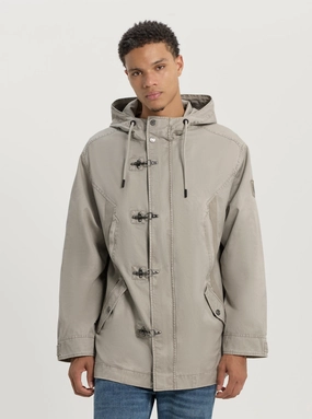 Beige Coated Hooded Jacket Snag Free Surface