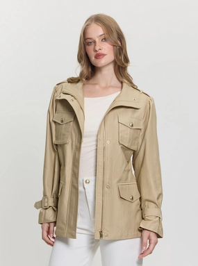 Nylon Shell Construction Bonded Fabric Beige Emma Field Utility Jacket