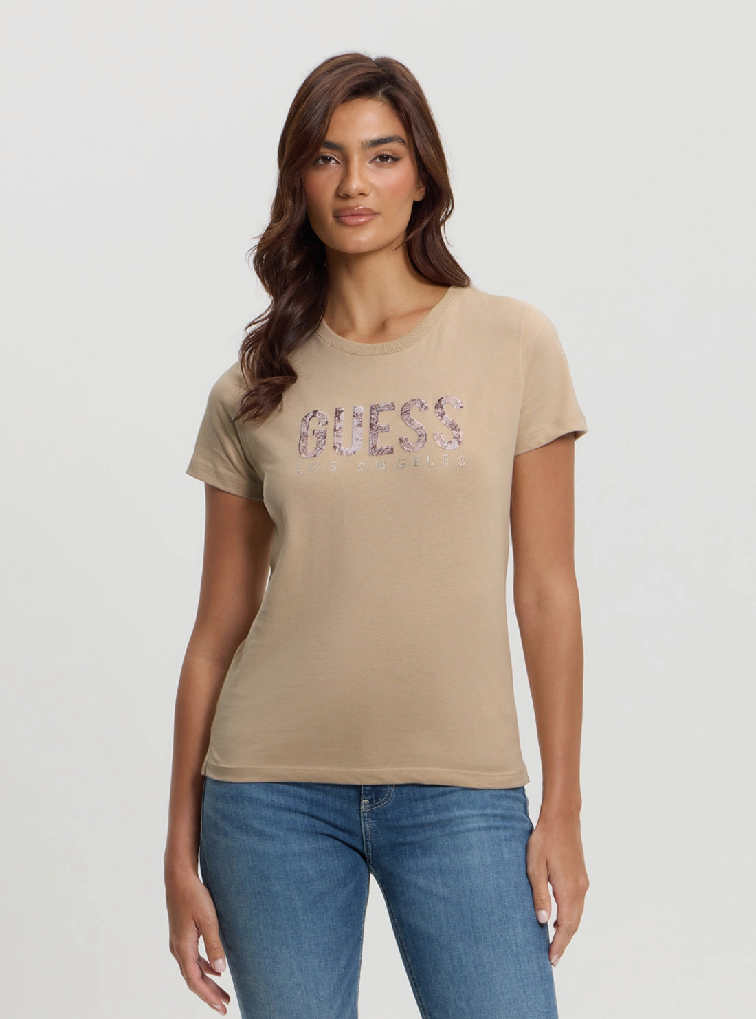 Hidden Ventilation Zones YarnDyedFabric Beige Python Logo T-Shirt.