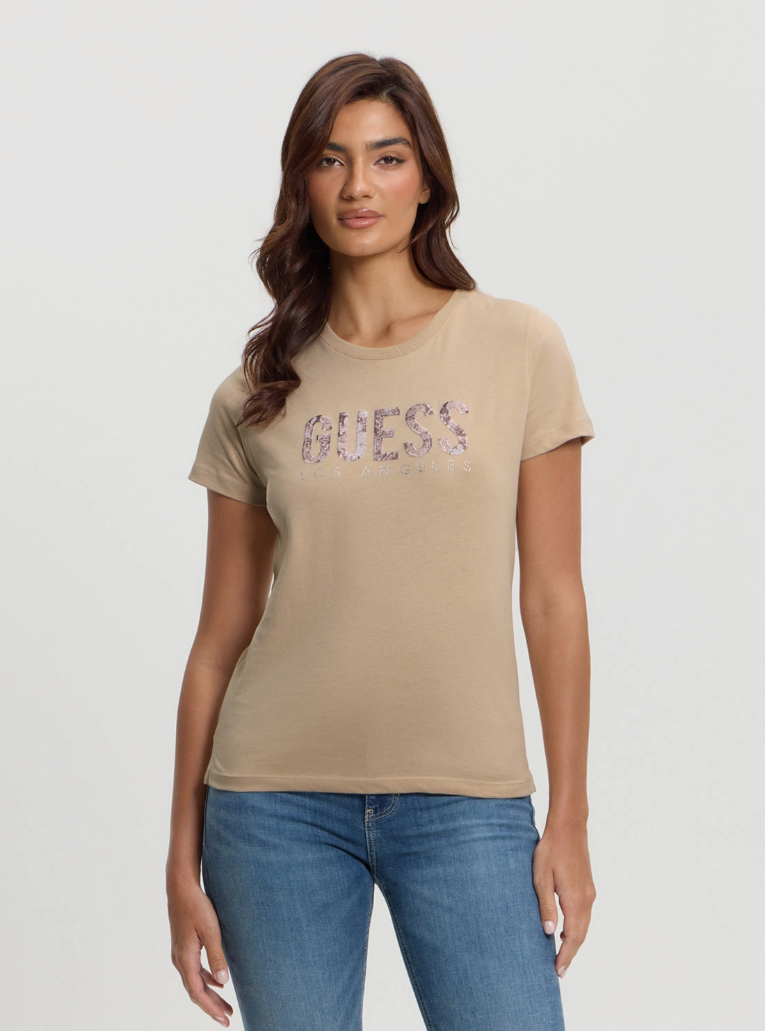Beige Python Logo T-Shirt. DoubleNeedle Stitching UPF Protective Fabric