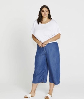 Betty Basics Apollo Bay Lyocell Crop Pant Antique Indigo Shape Control Wear High Rise Fit