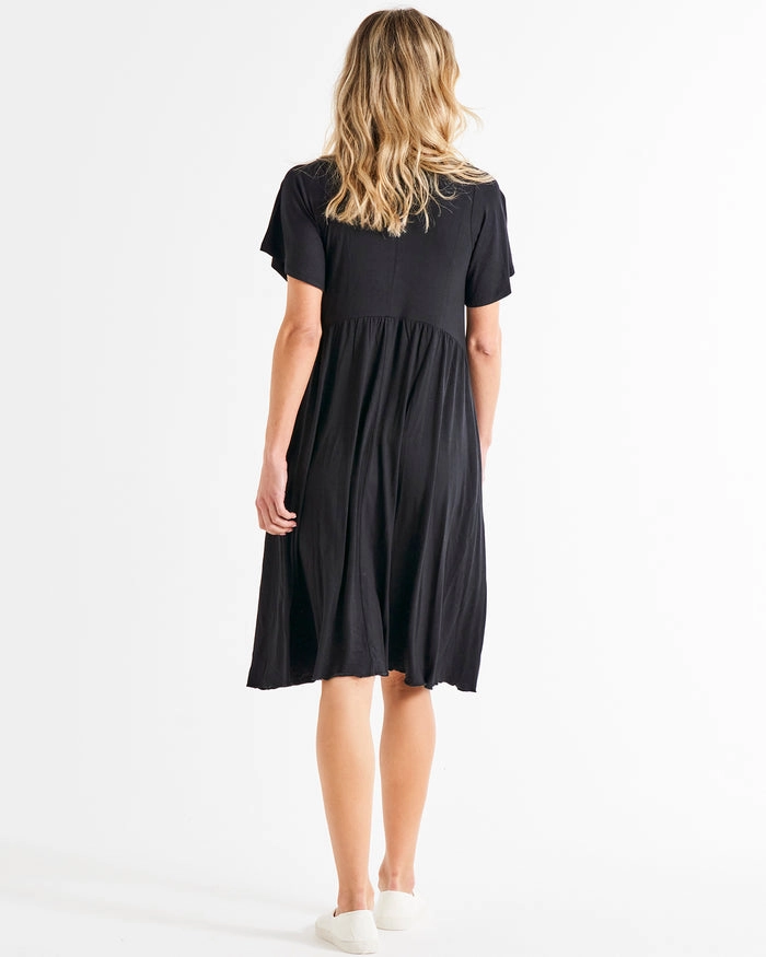 Betty Basics Donna Dress Black Sweetheart-Neck
