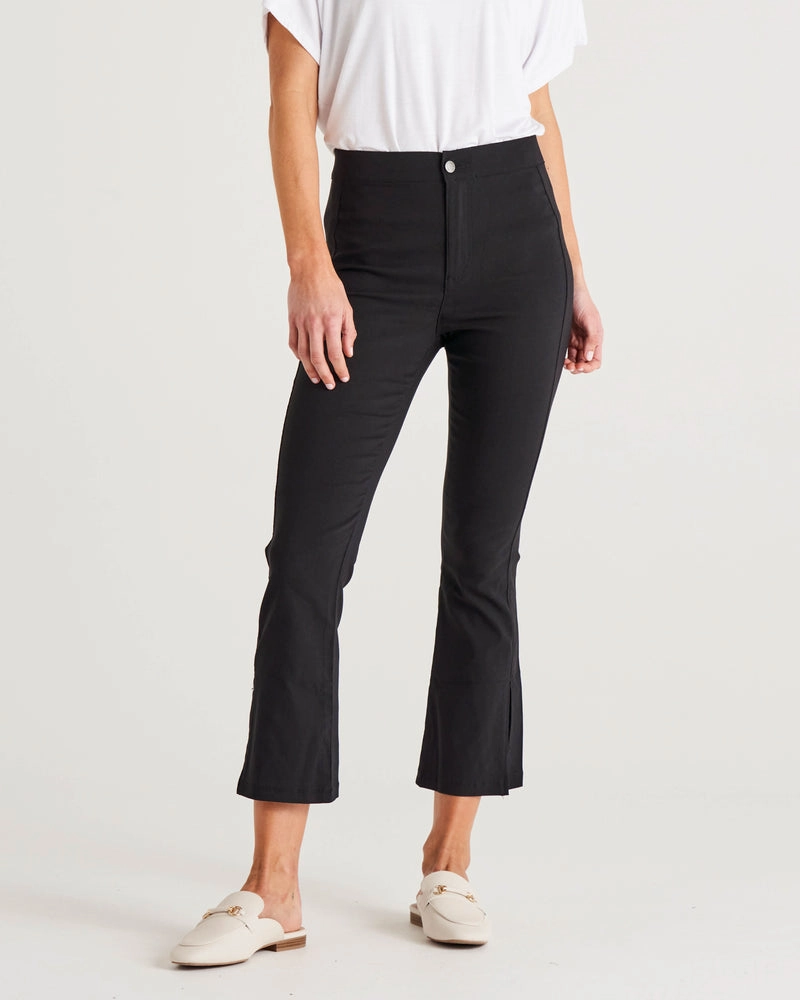 Betty Basics Edwina Bengaline Split Leg Pant Black Work Commute Outdoor Lover