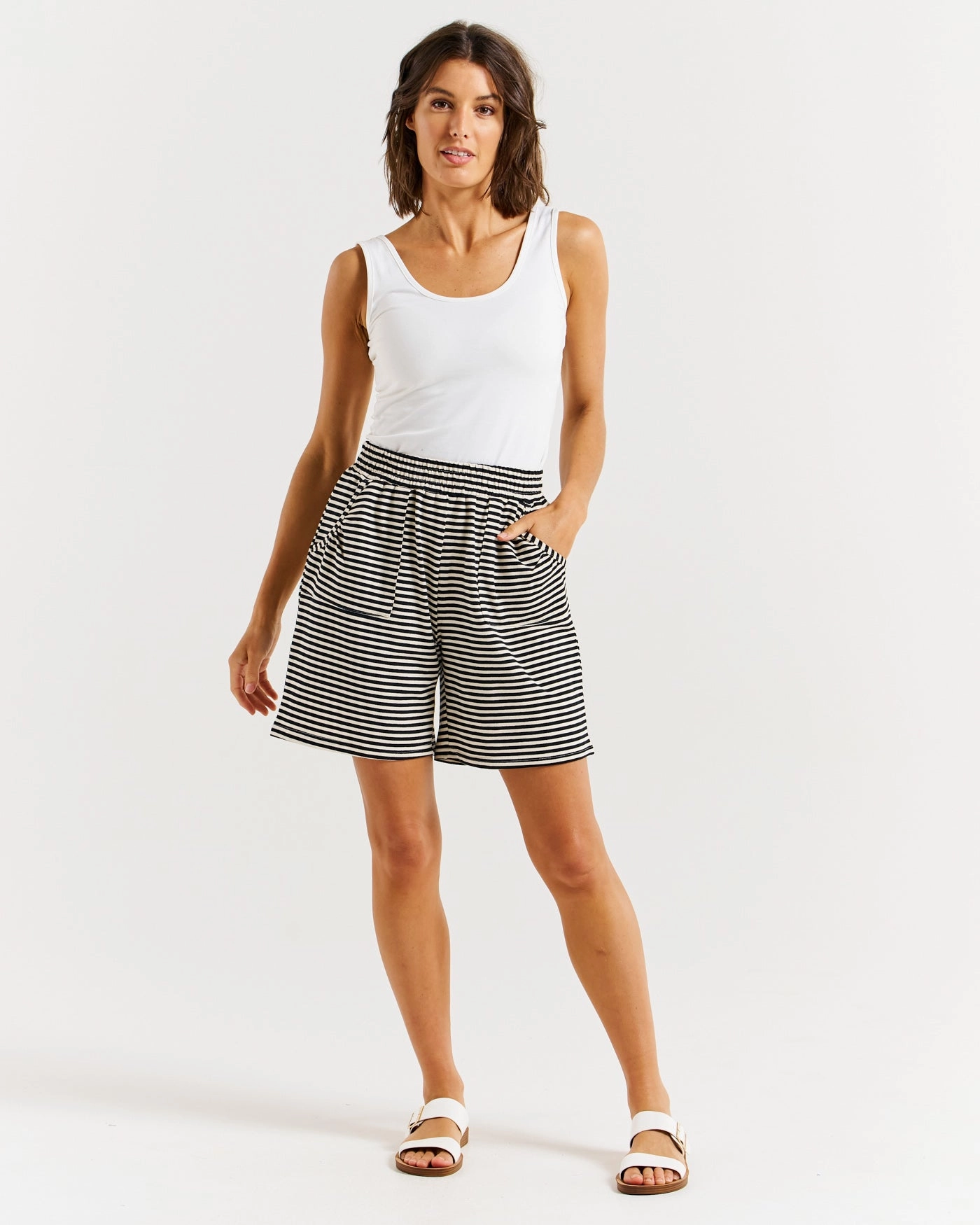 Style Basic Betty Basics Harvard Short Cream & Black Stripe