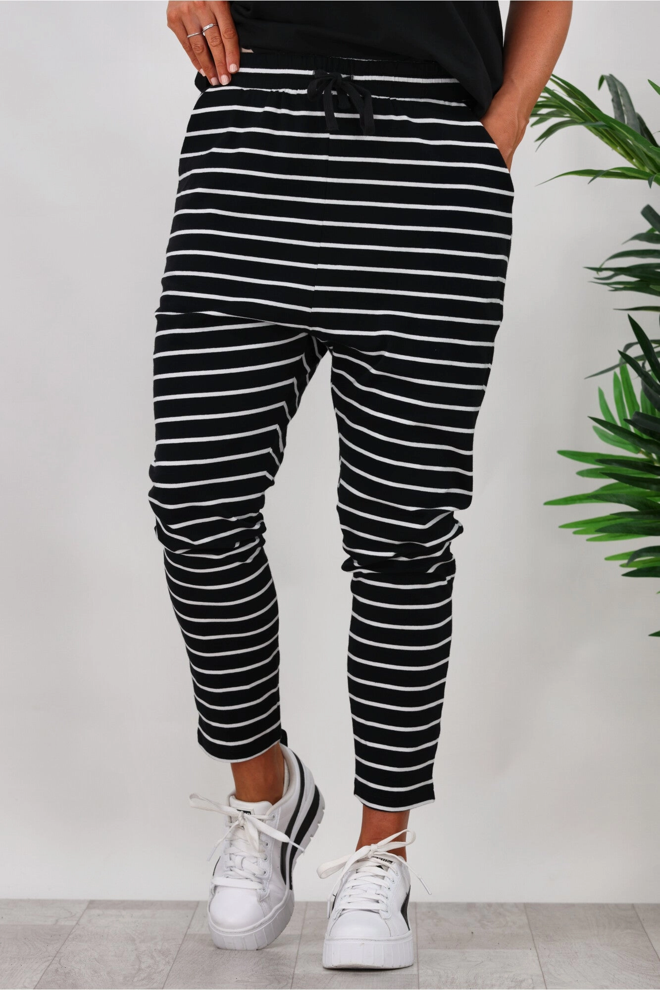 Betty Basics Jade Pants Black/White Stripe All-Terrain Flex