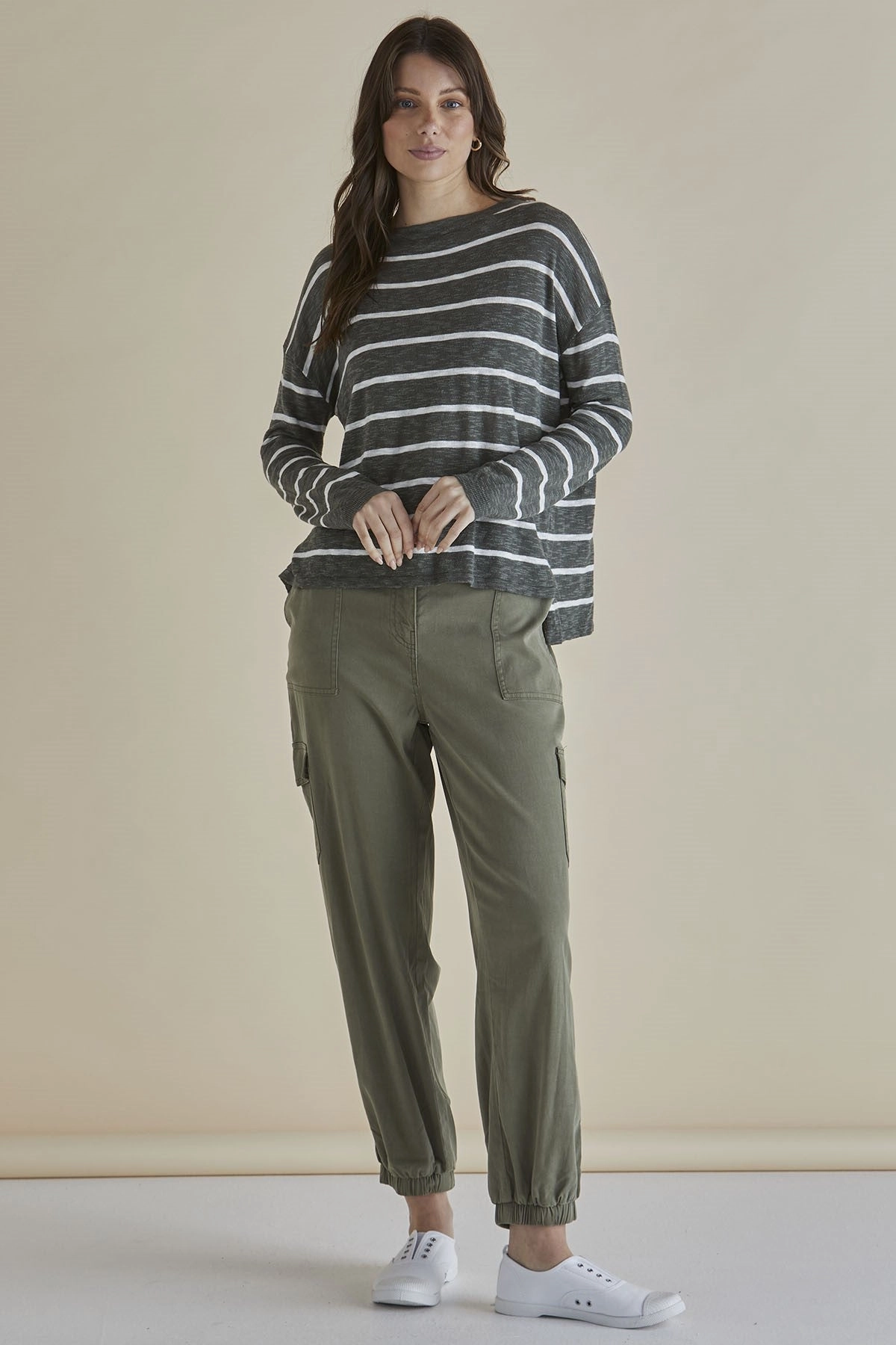 Comfortable fit Urban Commuter Home Lounge Betty Basics Lacey Lyocell Cargo Jogger Khaki