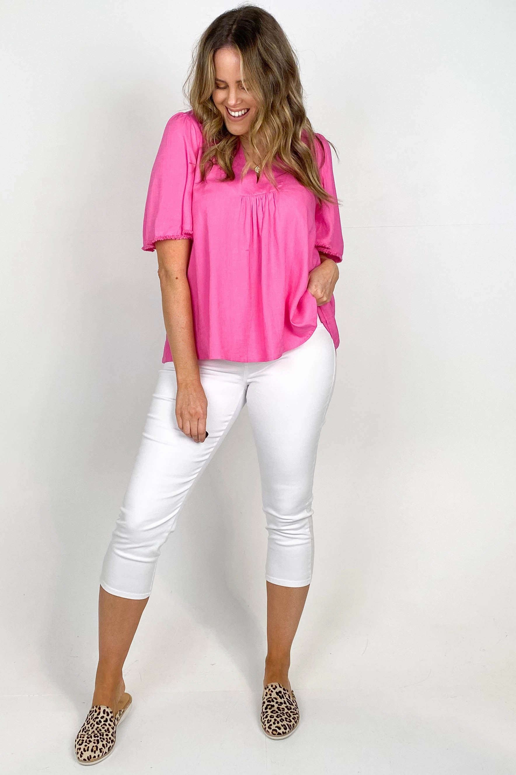 Betty Basics Masie Capri Jean White Soft Inner Lining
