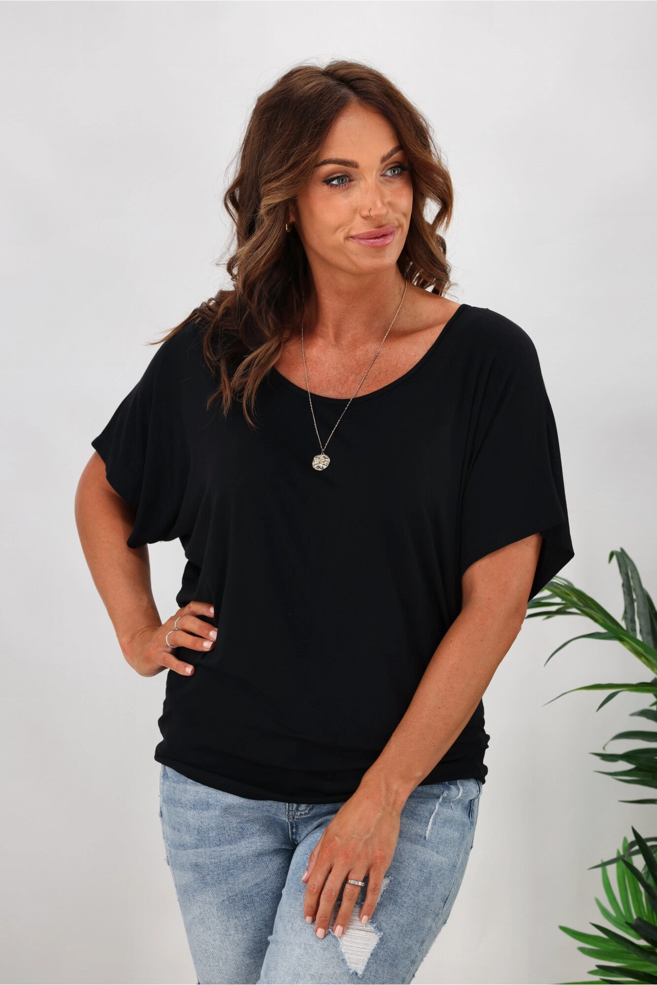 Betty Basics Maui Tee In Black Lightweight Fabric Stylish and Relaxed