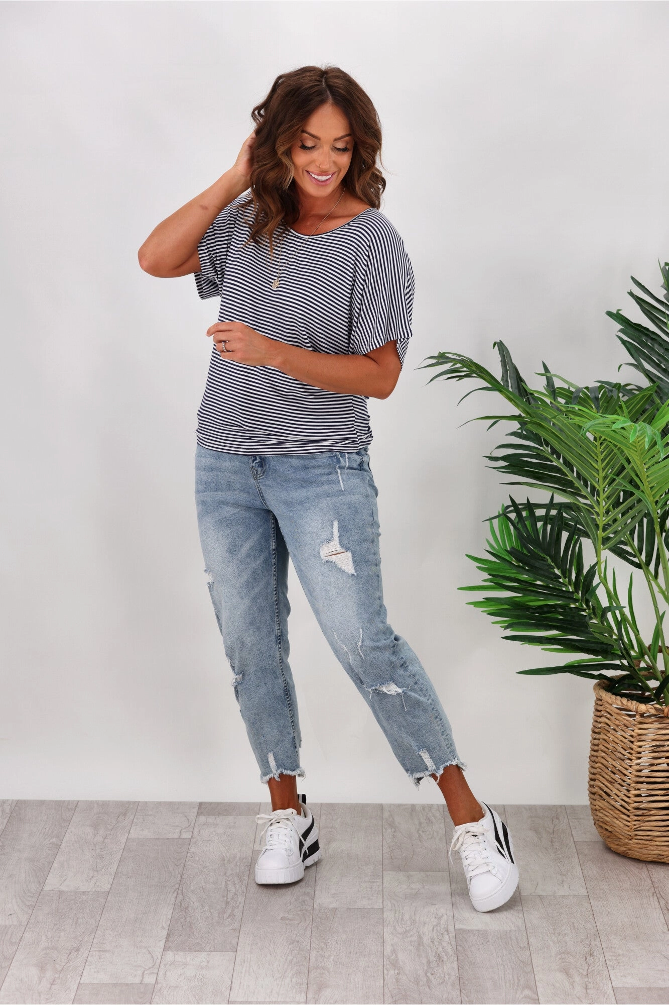 Betty Basics Maui Tee In Blue/White Stripe Kids clothing Comfy All-Day