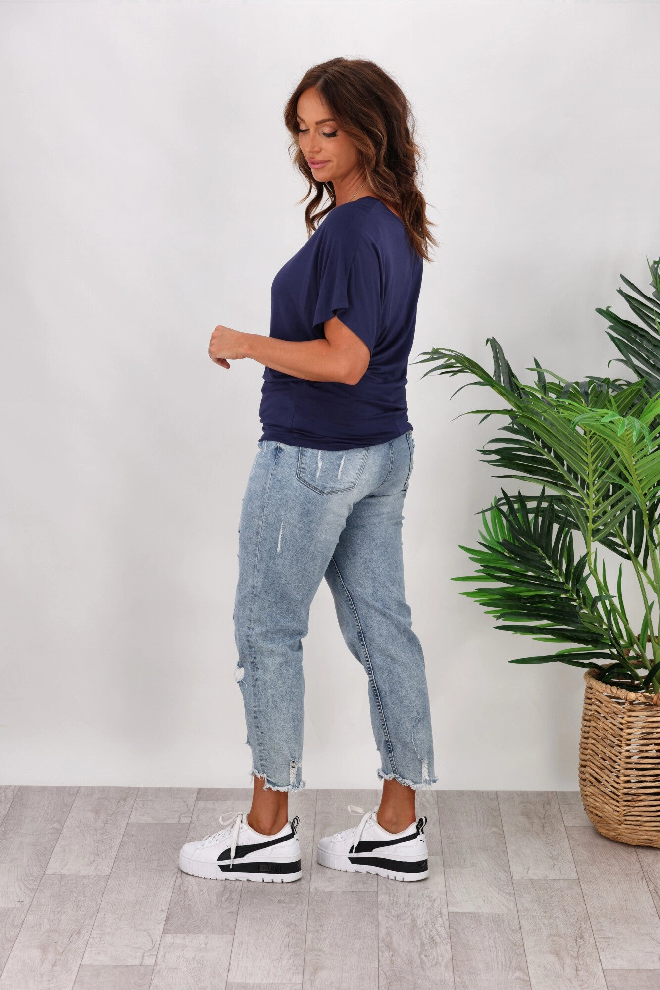 Betty Basics Maui Tee In Navy Easy Wear Relaxed Wear